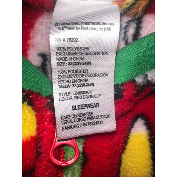 Elf 1-Piece Pajamas Fleece Adult 3X 22W- 24W Drop-Seat Sleepwear Warm Pjs NWT - Picture 9 of 9